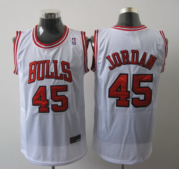 NBA Chicago Bulls 45 Michael Jordan Authentic Home White Jersey